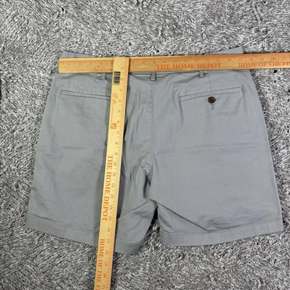 J Crew 7 Inseam Shorts Mens 34 Gray Flat Front Chino Preppy Golf Summer Business